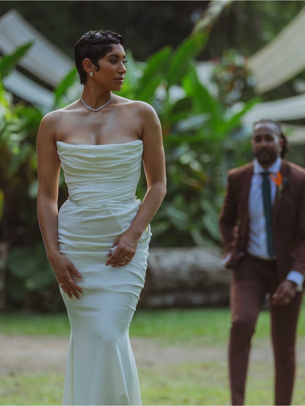 House of CB Strapless Cream Mermaid Wedding Gown